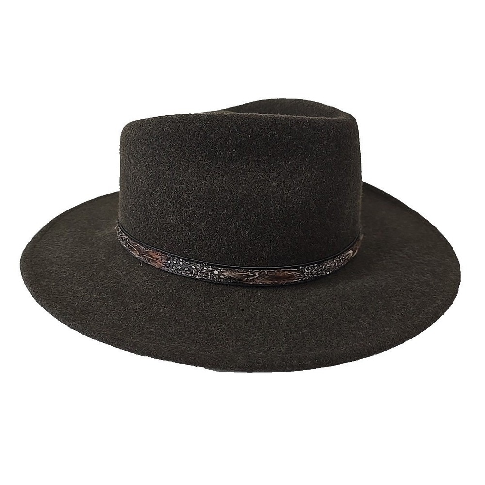 Stetson Mello Felt Wool Fedora  Olive Large Vintage Feather Band Outback USA